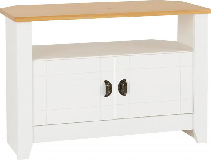 Ludlow TV Unit in White With Oak Lacquer